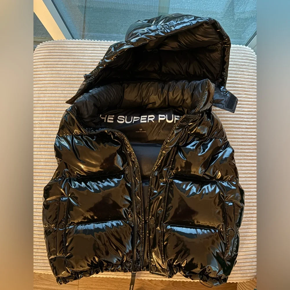 Shiny Black Puffer Vest - Picture 4 of 4